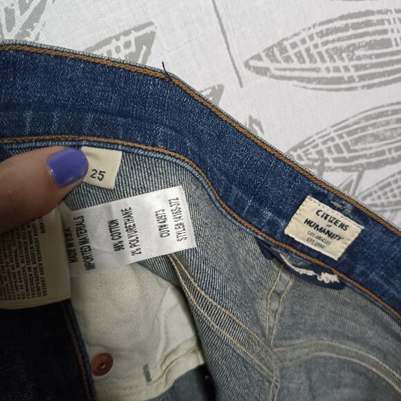 Citizens of Humanity Jeans Blue Denim Distressed Knee Vintage Wash - Picture 2 of 11